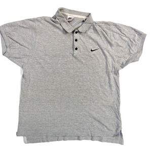 Vintage Nike Polo Shirt Medium Men Gray Short Sleeve Embroidered White Tag